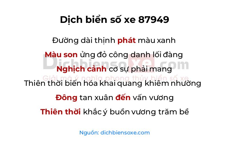 Dịch thơ biển số 87949