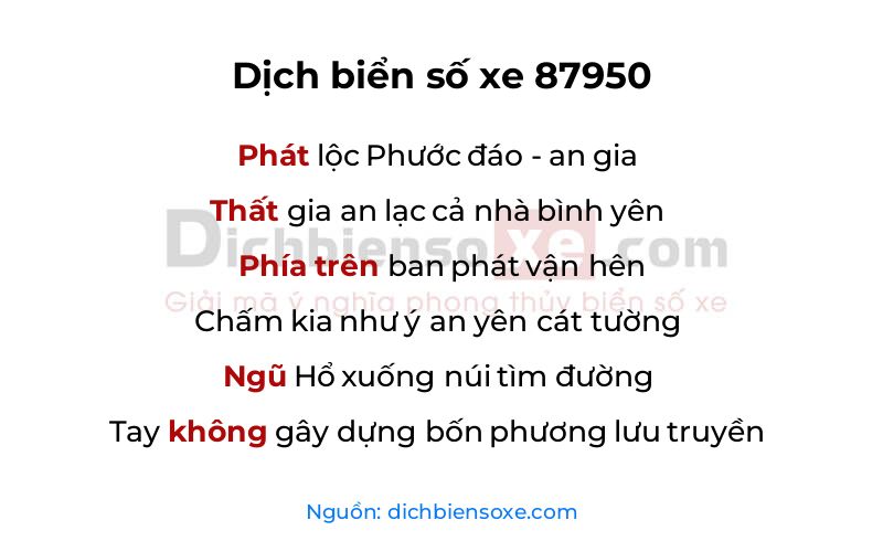 Dịch thơ biển số 87950