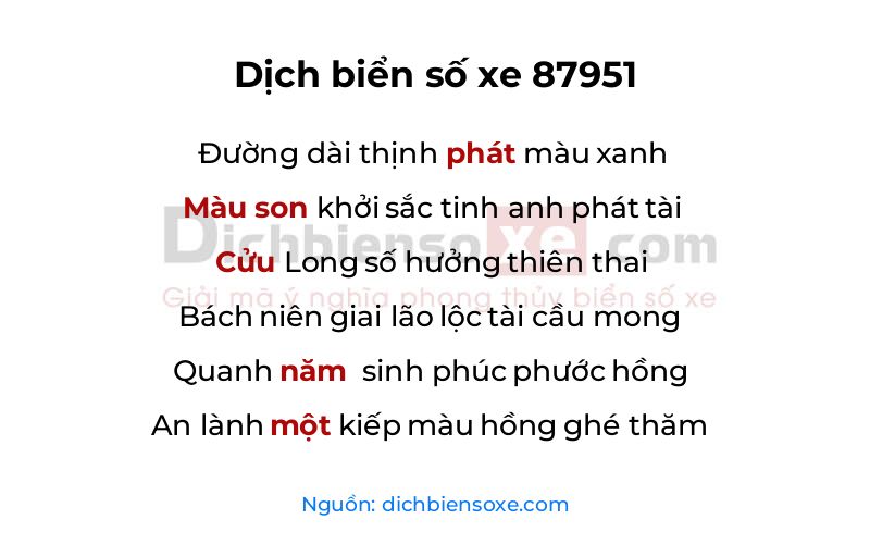 Dịch thơ biển số 87951