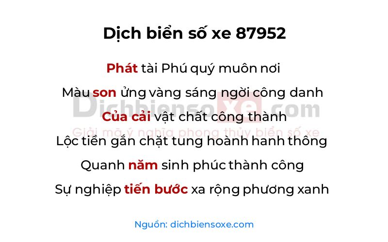 Dịch thơ biển số 87952