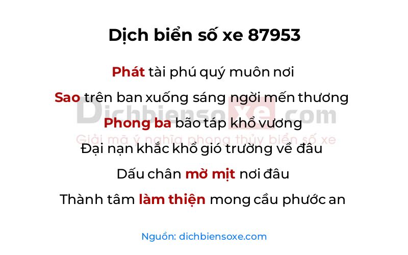 Dịch thơ biển số 87953