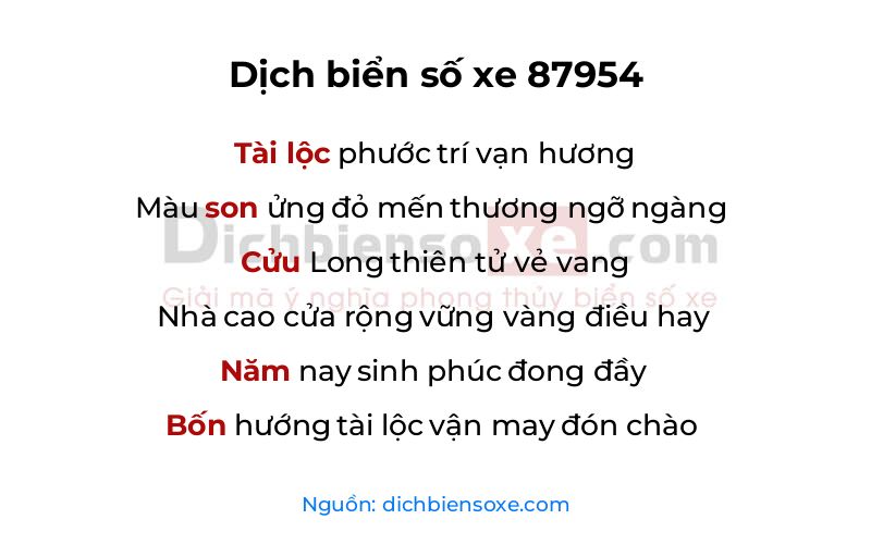 Dịch thơ biển số 87954