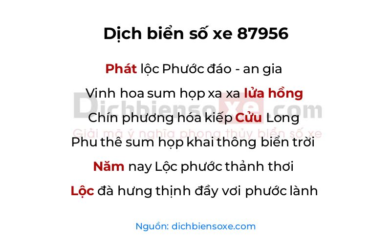 Dịch thơ biển số 87956