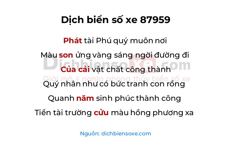 Dịch thơ biển số 87959