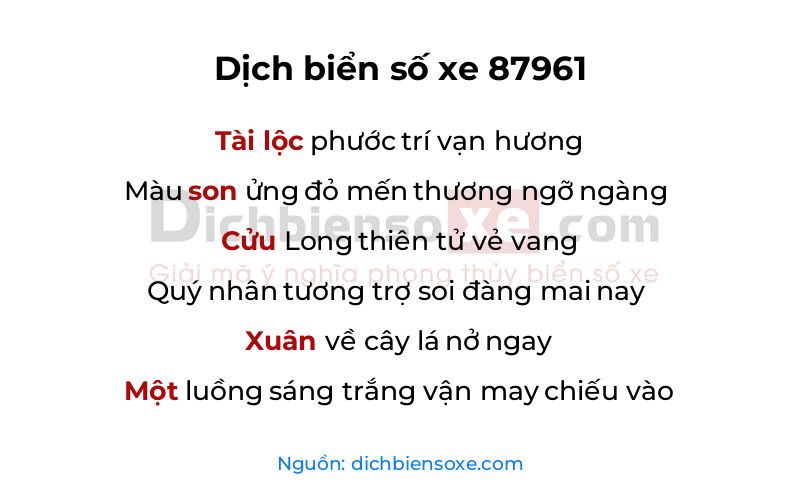 Dịch thơ biển số 87961