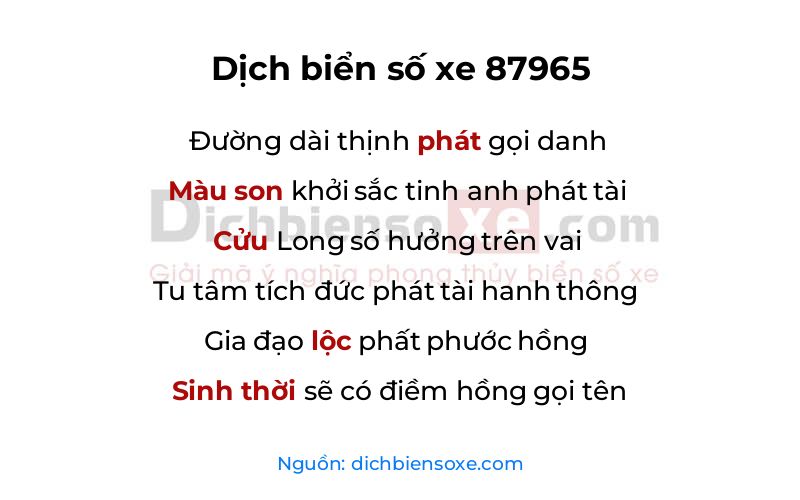 Dịch thơ biển số 87965