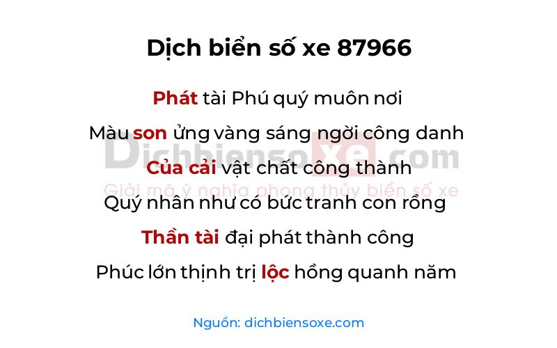 Dịch thơ biển số 87966