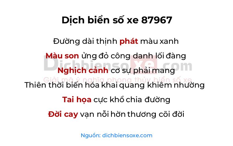 Dịch thơ biển số 87967