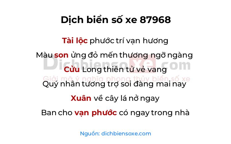 Dịch thơ biển số 87968