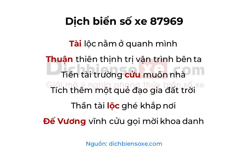 Dịch thơ biển số 87969