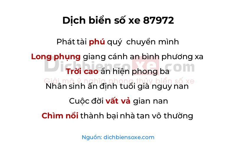 Dịch thơ biển số 87972