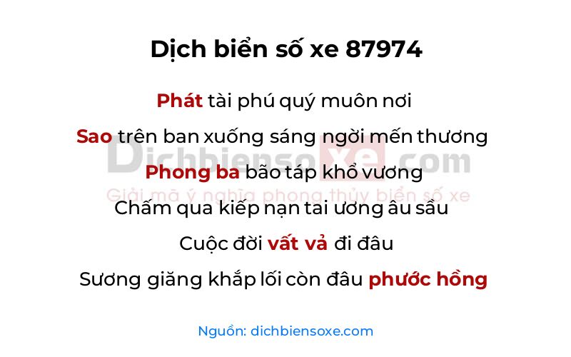 Dịch thơ biển số 87974