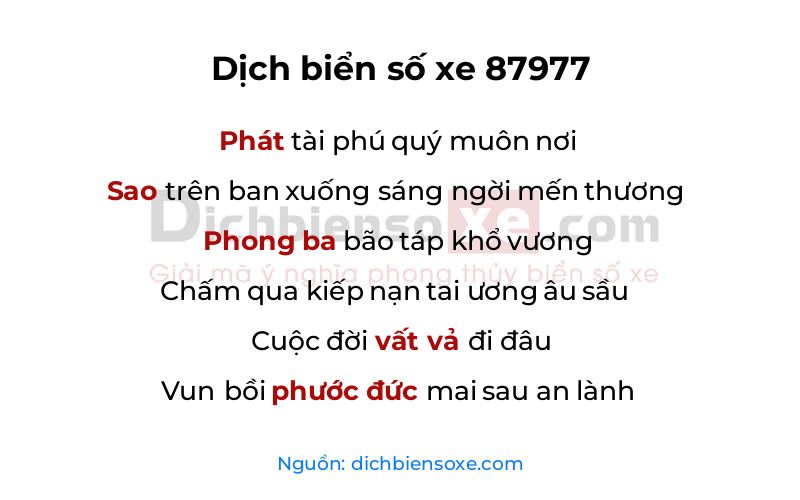 Dịch thơ biển số 87977