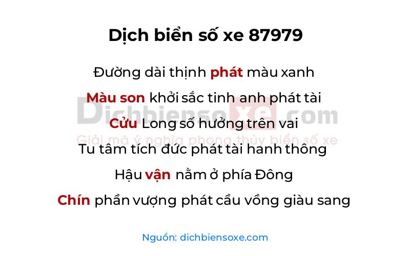 Dịch thơ biển số 87979
