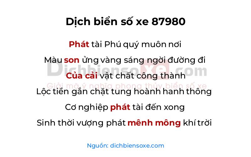 Dịch thơ biển số 87980