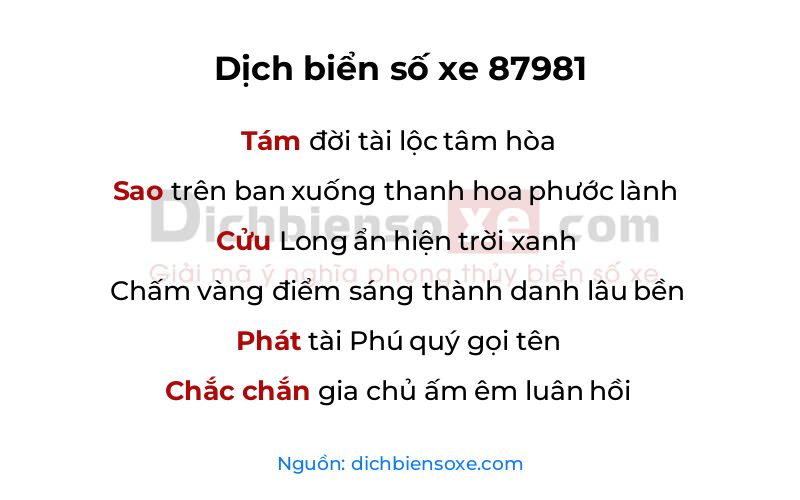 Dịch thơ biển số 87981