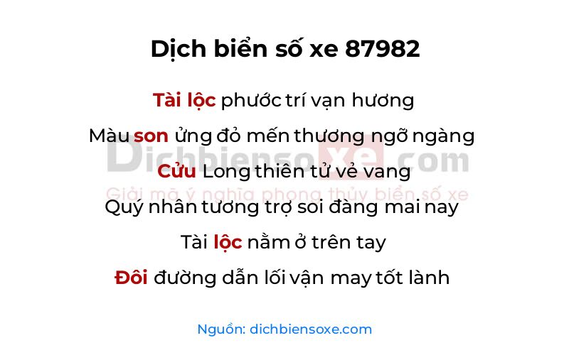 Dịch thơ biển số 87982