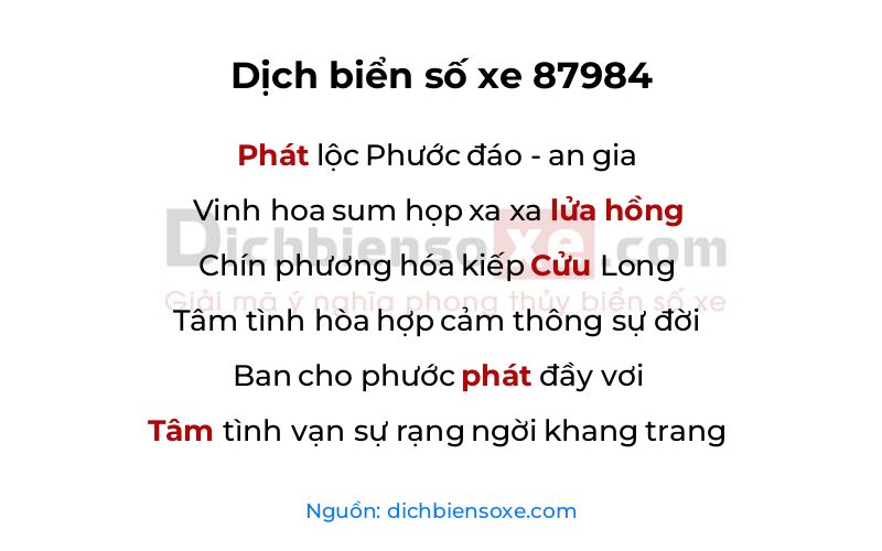 Dịch thơ biển số 87984