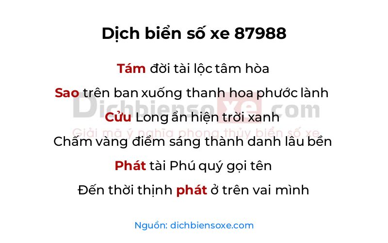 Dịch thơ biển số 87988