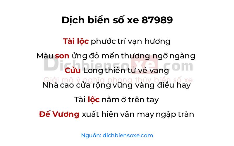 Dịch thơ biển số 87989