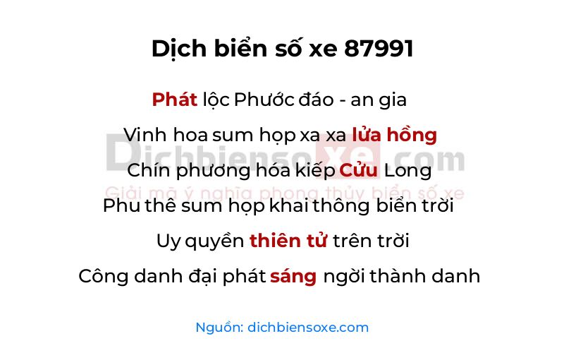 Dịch thơ biển số 87991