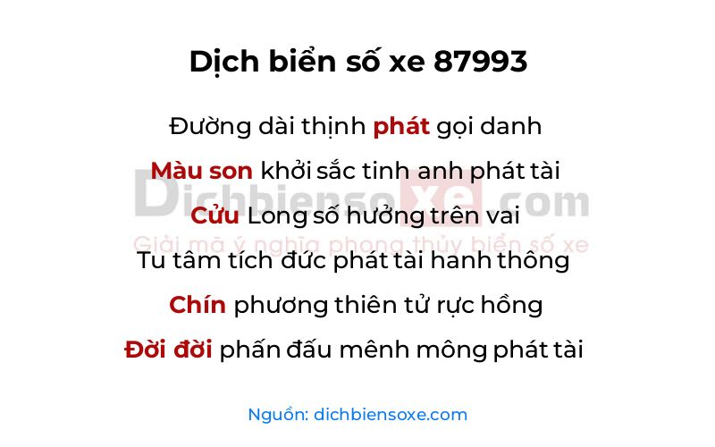 Dịch thơ biển số 87993