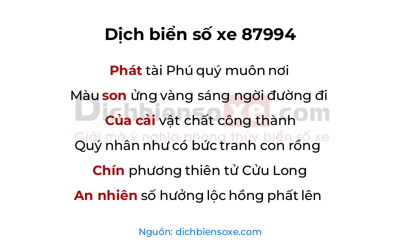 Dịch thơ biển số 87994