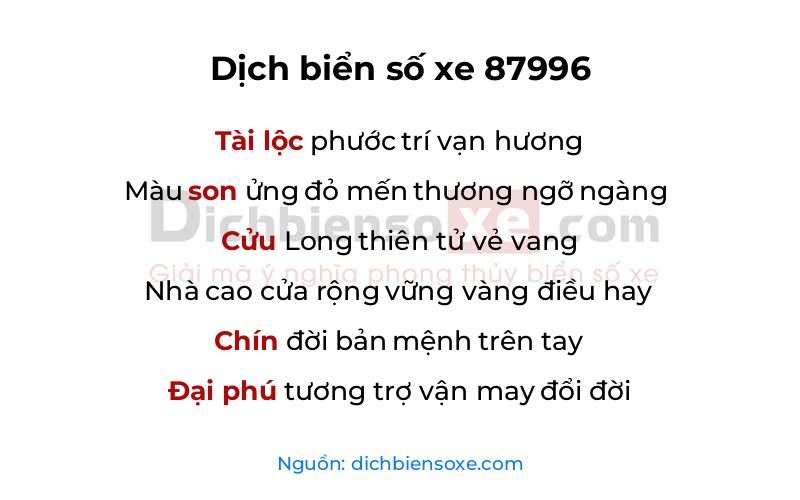 Dịch thơ biển số 87996