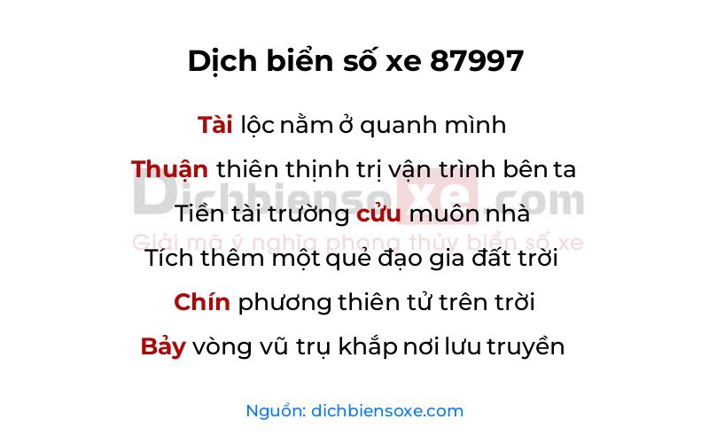 Dịch thơ biển số 87997