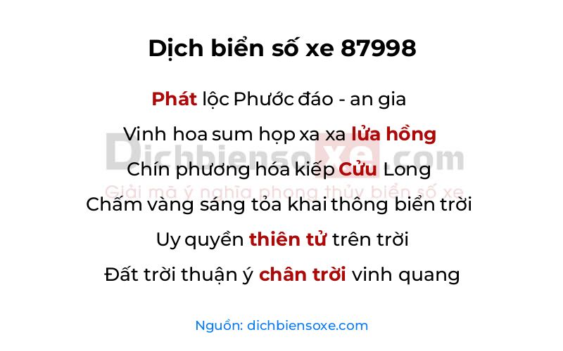 Dịch thơ biển số 87998