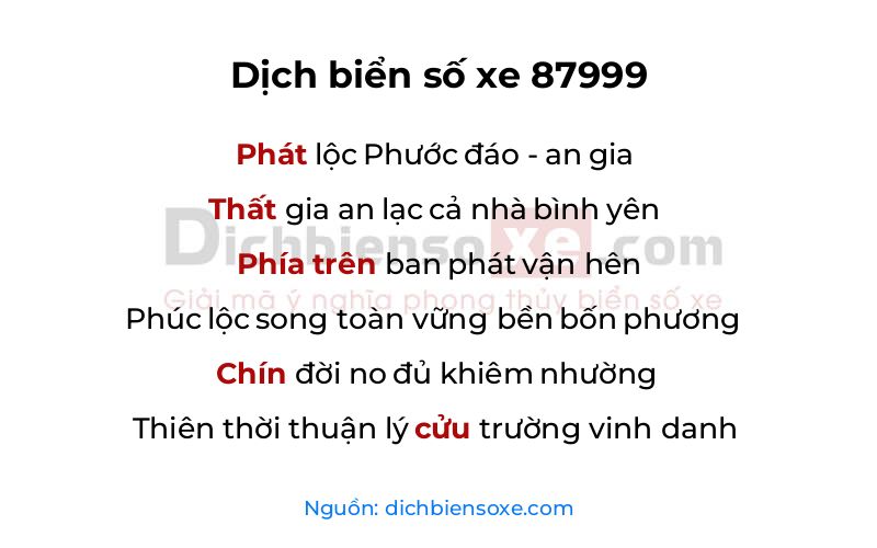 Dịch thơ biển số 87999