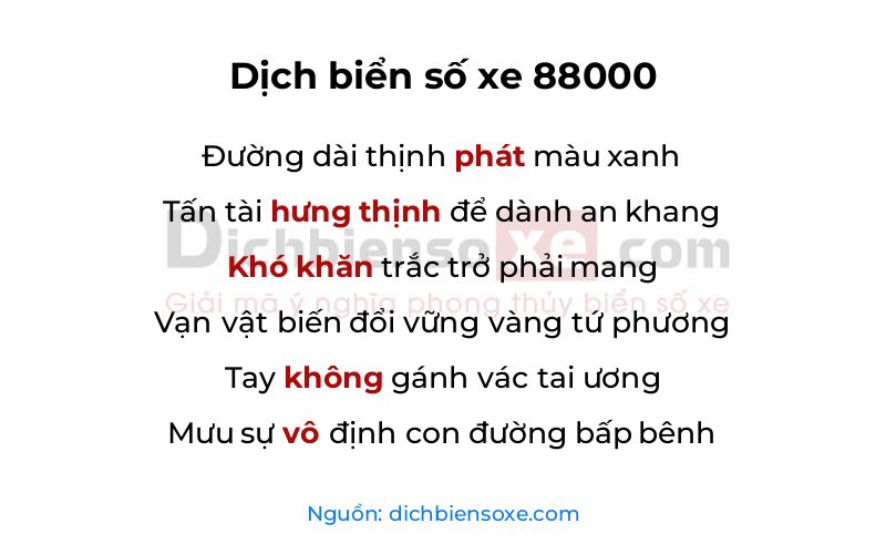 Dịch thơ biển số 88000