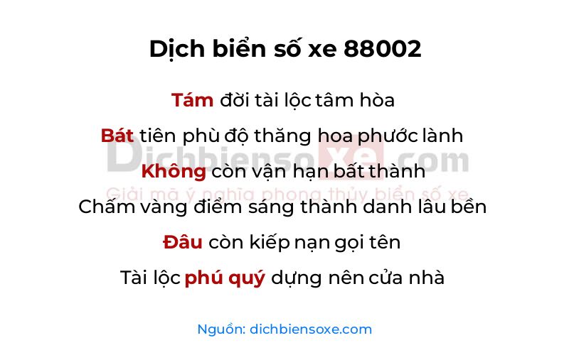 Dịch thơ biển số 88002