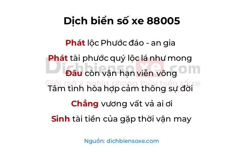 Dịch thơ biển số 88005