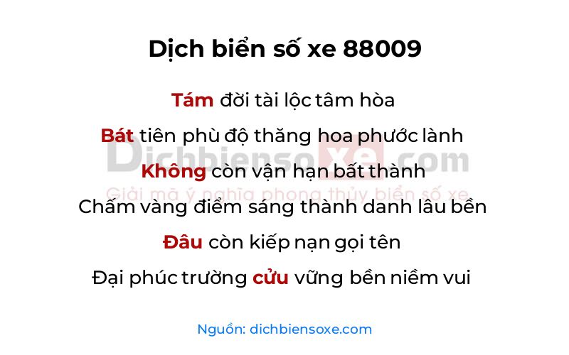 Dịch thơ biển số 88009