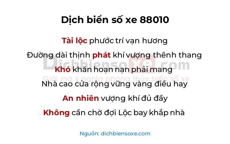 Dịch thơ biển số 88010