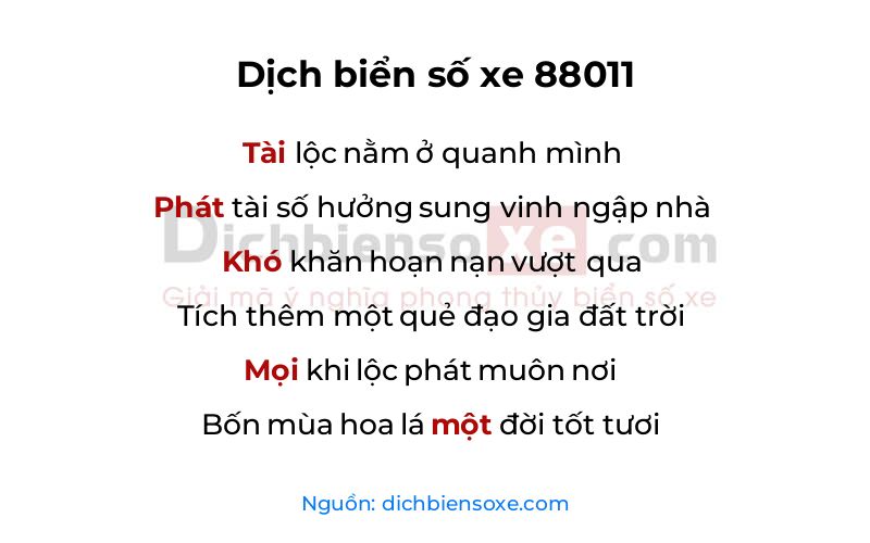 Dịch thơ biển số 88011