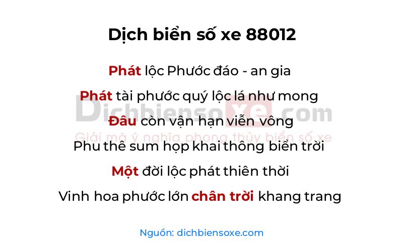 Dịch thơ biển số 88012