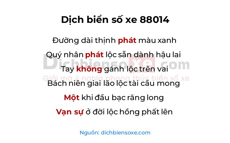 Dịch thơ biển số 88014