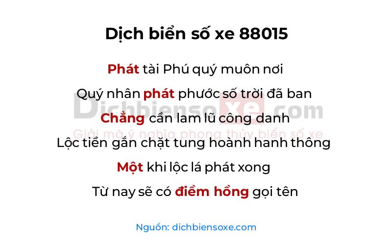 Dịch thơ biển số 88015