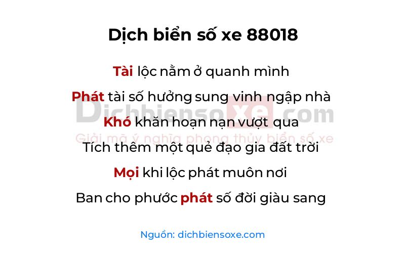 Dịch thơ biển số 88018