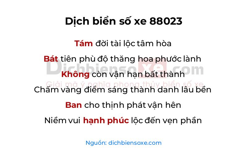 Dịch thơ biển số 88023