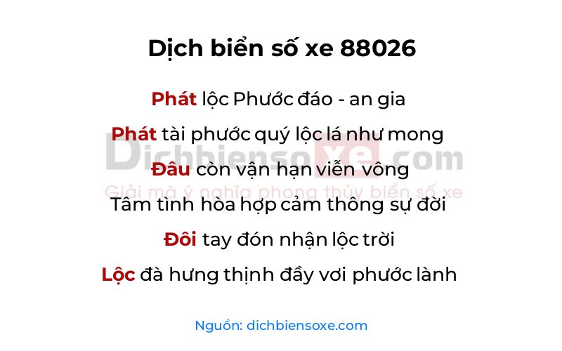 Dịch thơ biển số 88026