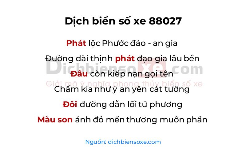Dịch thơ biển số 88027