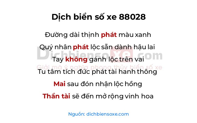 Dịch thơ biển số 88028