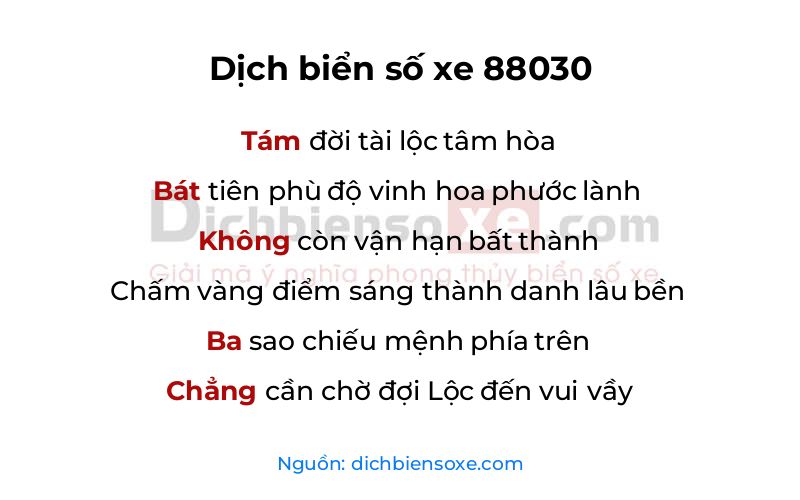 Dịch thơ biển số 88030