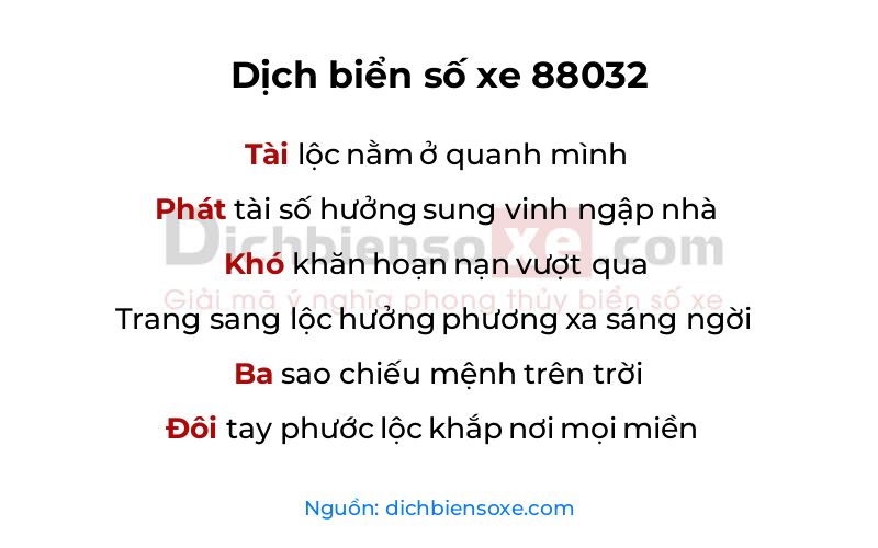 Dịch thơ biển số 88032