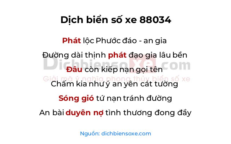 Dịch thơ biển số 88034