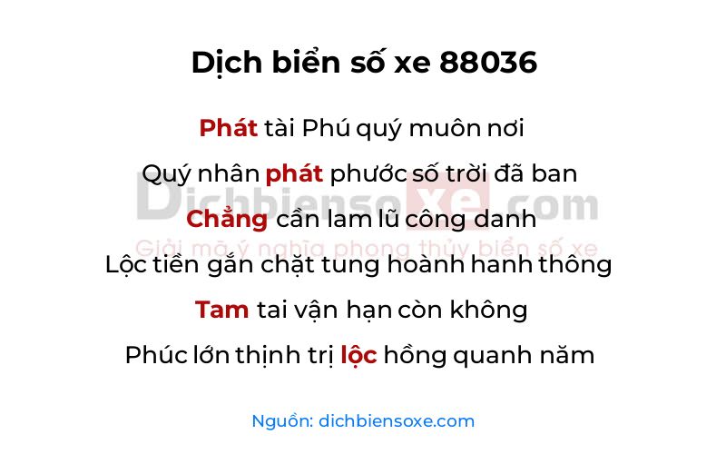 Dịch thơ biển số 88036