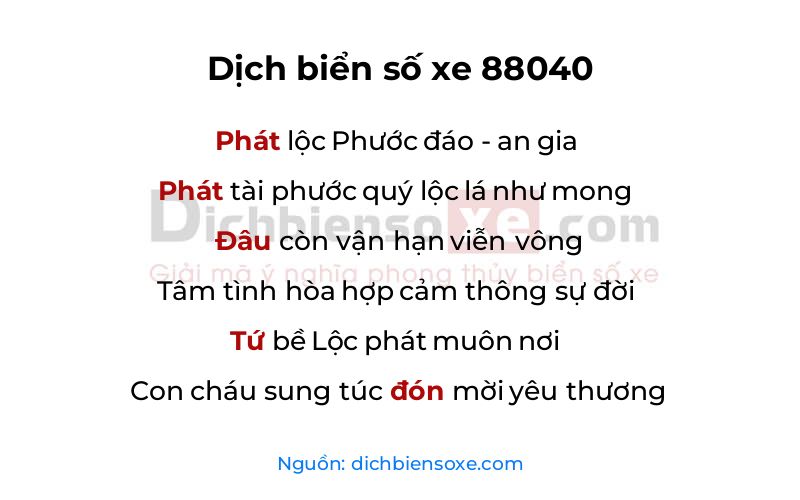 Dịch thơ biển số 88040
